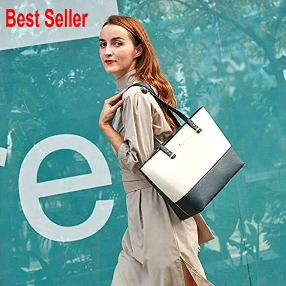 Faux Leather Tote Satchel Purse Set with Crossbody Bag - Picture 2 of 7